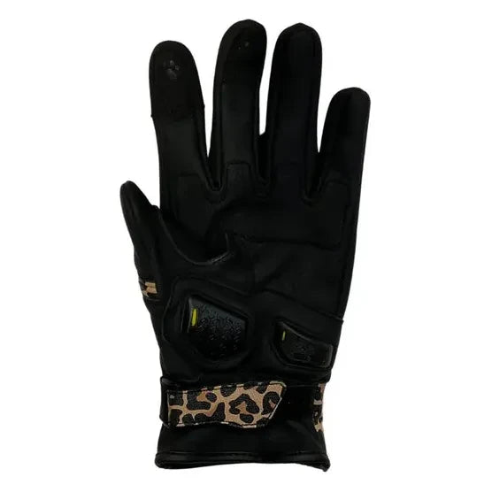 MotoGirl Bessie Ladies Leather Gloves Leopard FREE 1 YEAR Returns, FREE UK Delivery | ThrottleChimp