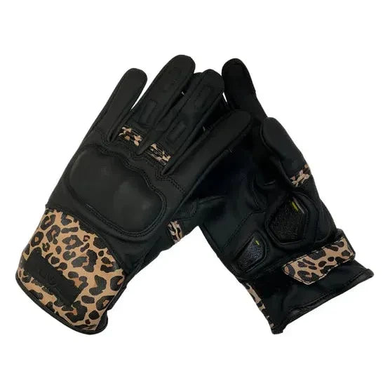 MotoGirl Bessie Ladies Leather Gloves Leopard FREE 1 YEAR Returns, FREE UK Delivery | ThrottleChimp