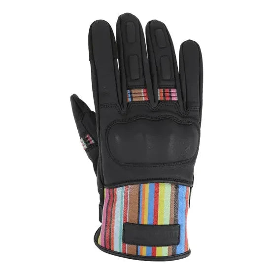 MotoGirl Bessie Ladies Leather Gloves Stripe FREE 1 YEAR Returns, FREE UK Delivery | ThrottleChimp