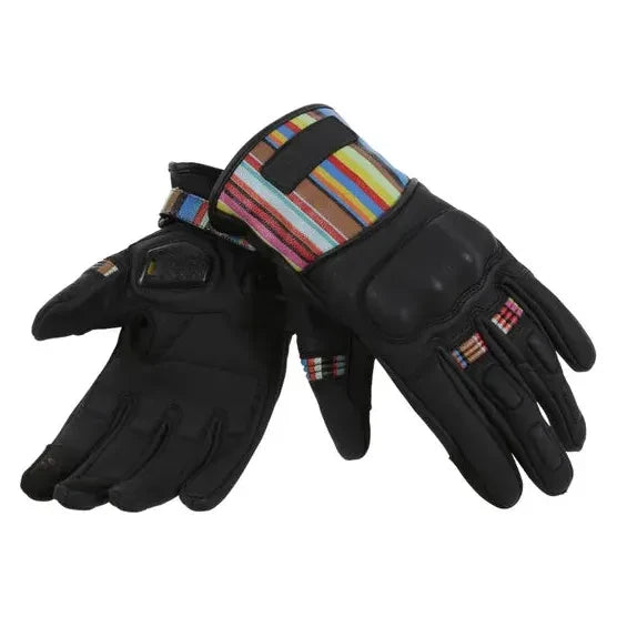 MotoGirl Bessie Ladies Leather Gloves Stripe FREE 1 YEAR Returns, FREE UK Delivery | ThrottleChimp