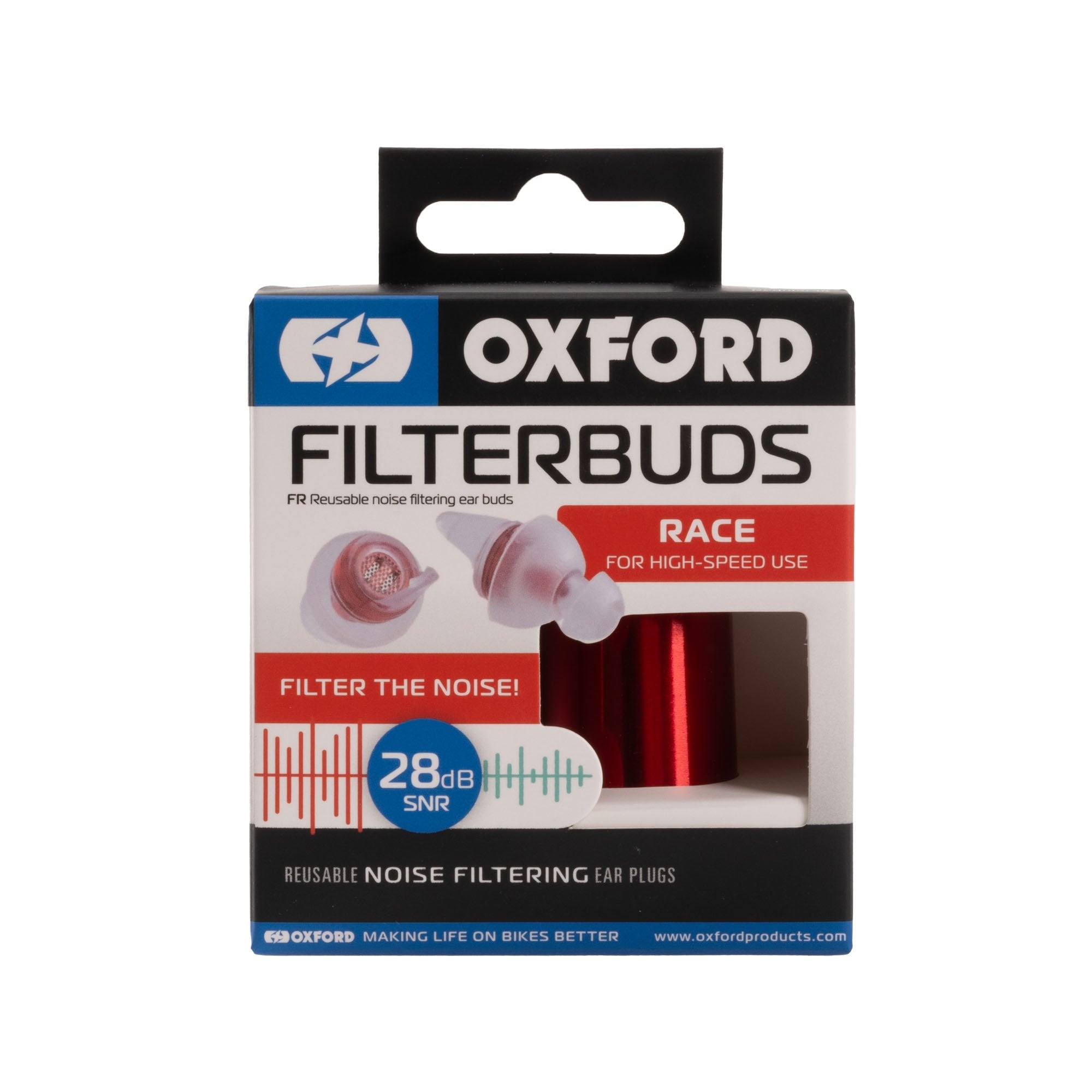 Oxford FilterBuds Race 28 SNR Ear Buds Clear / Red FREE 1 YEAR Returns, FREE UK Delivery | ThrottleChimp