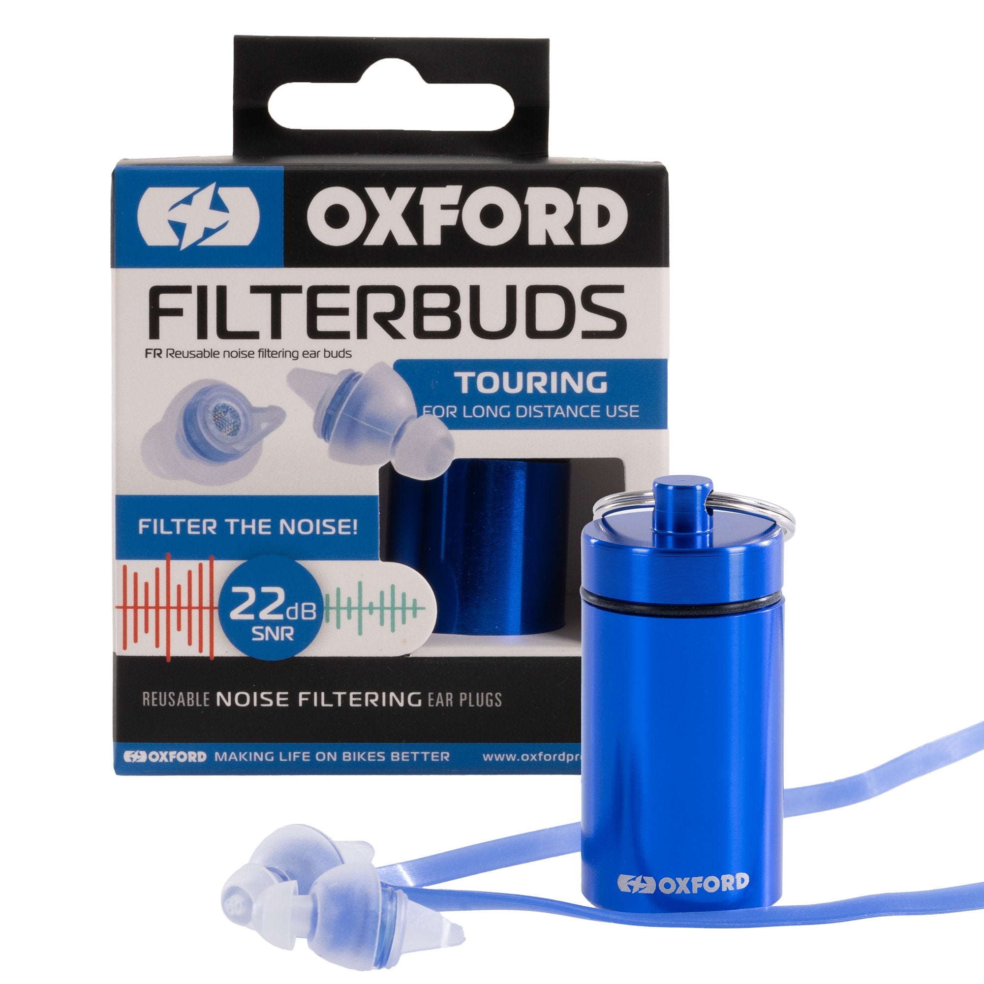 Oxford FilterBuds Touring 22 SNR Ear Buds Clear / Blue FREE 1 YEAR Returns, FREE UK Delivery | ThrottleChimp