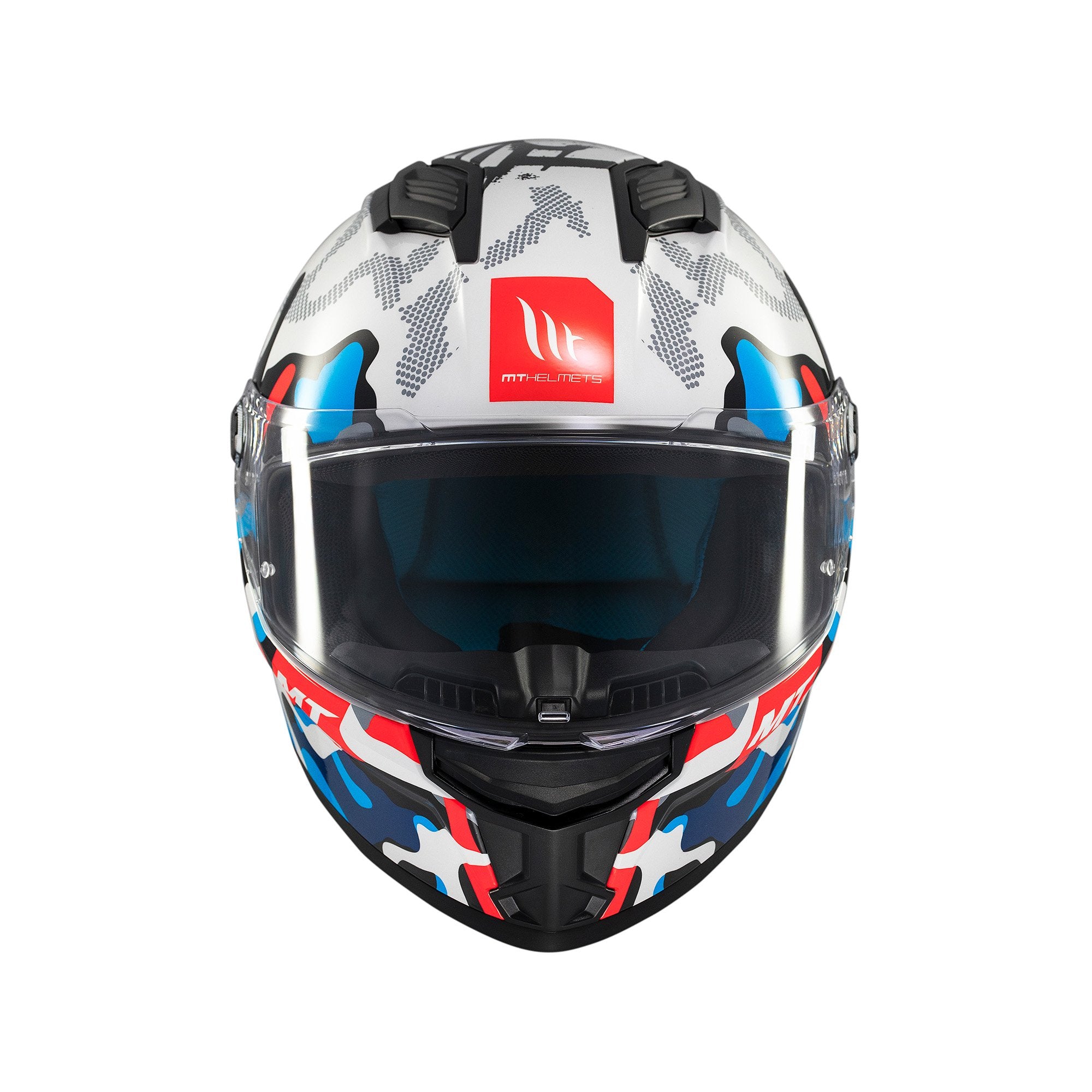 MT Stinger 2 Yozu A7 Full Face Helmet Gloss Blue / White FREE 1 YEAR Returns, FREE UK Delivery | ThrottleChimp