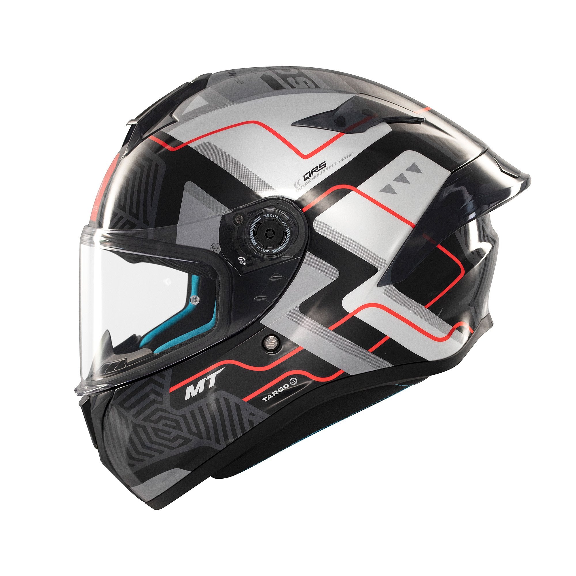 MT Targo S Brik C0 Full Face Helmet Gloss Black / White FREE 1 YEAR Returns, FREE UK Delivery | ThrottleChimp