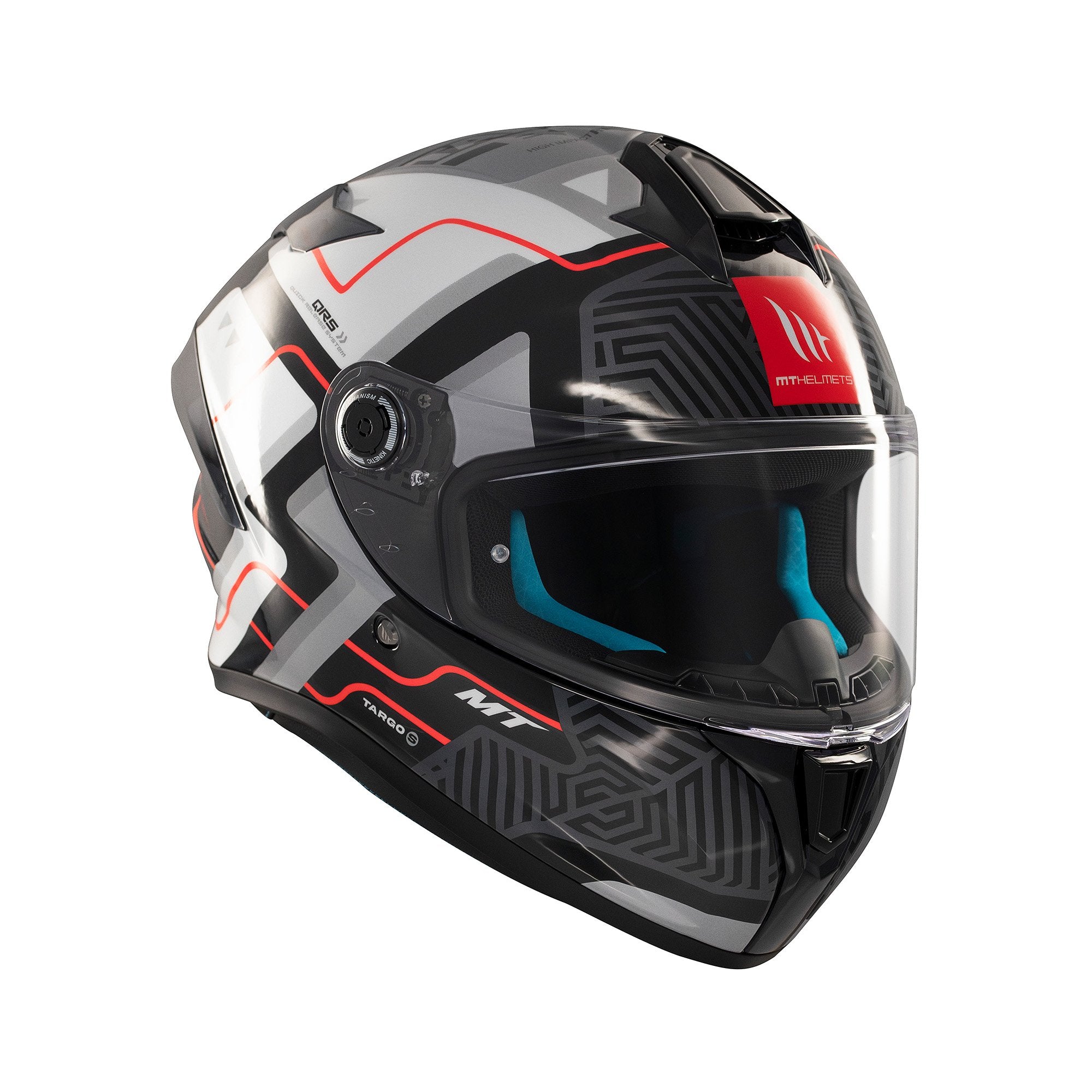 MT Targo S Brik C0 Full Face Helmet Gloss Black / White FREE 1 YEAR Returns, FREE UK Delivery | ThrottleChimp