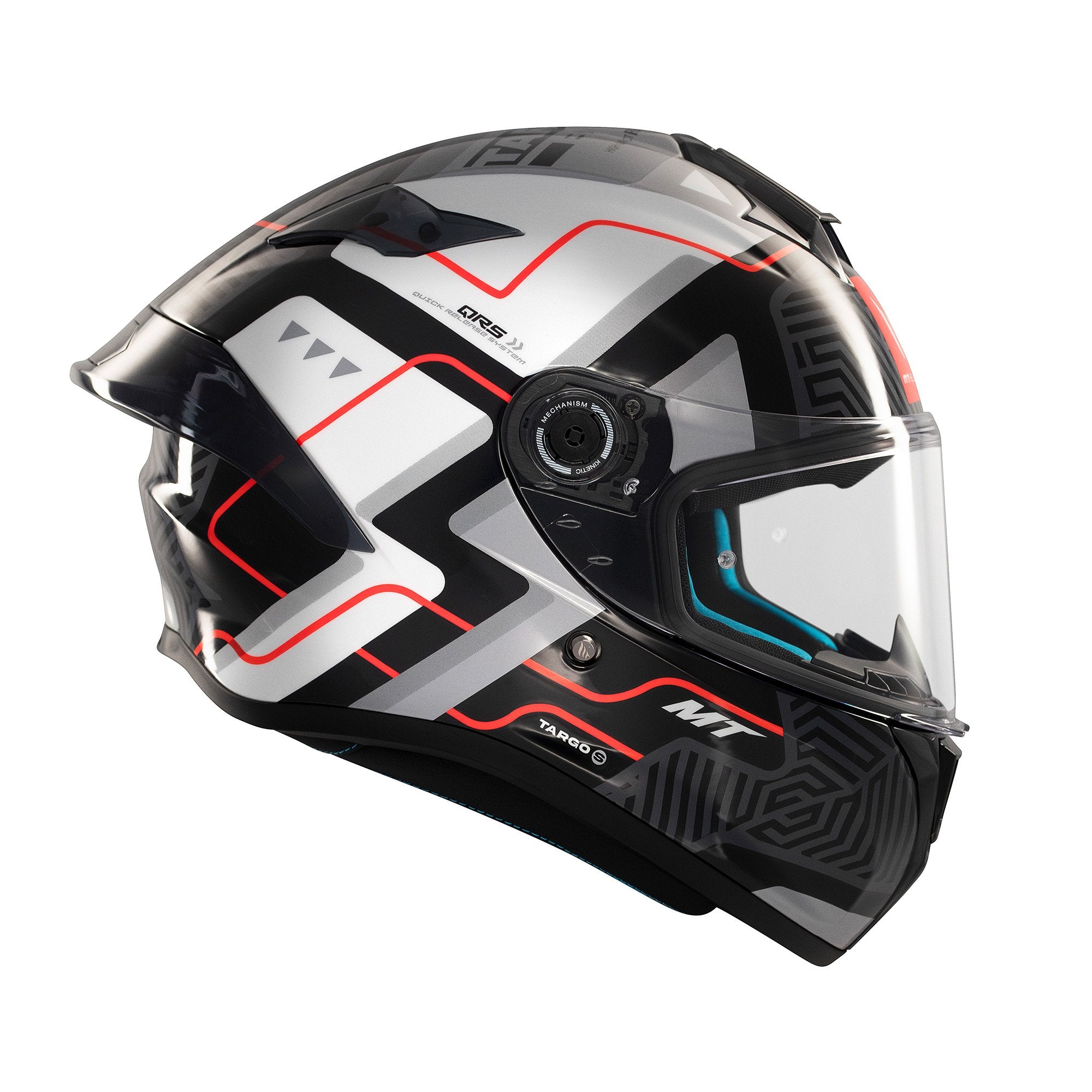 MT Targo S Brik C0 Full Face Helmet Gloss Black / White FREE 1 YEAR Returns, FREE UK Delivery | ThrottleChimp