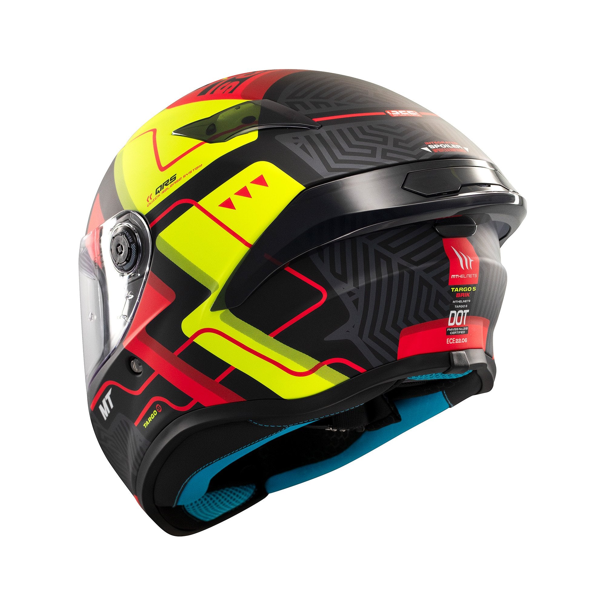 MT Targo S Brik C3 Full Face Helmet Matt Fluo Yellow FREE 1 YEAR Returns, FREE UK Delivery | ThrottleChimp