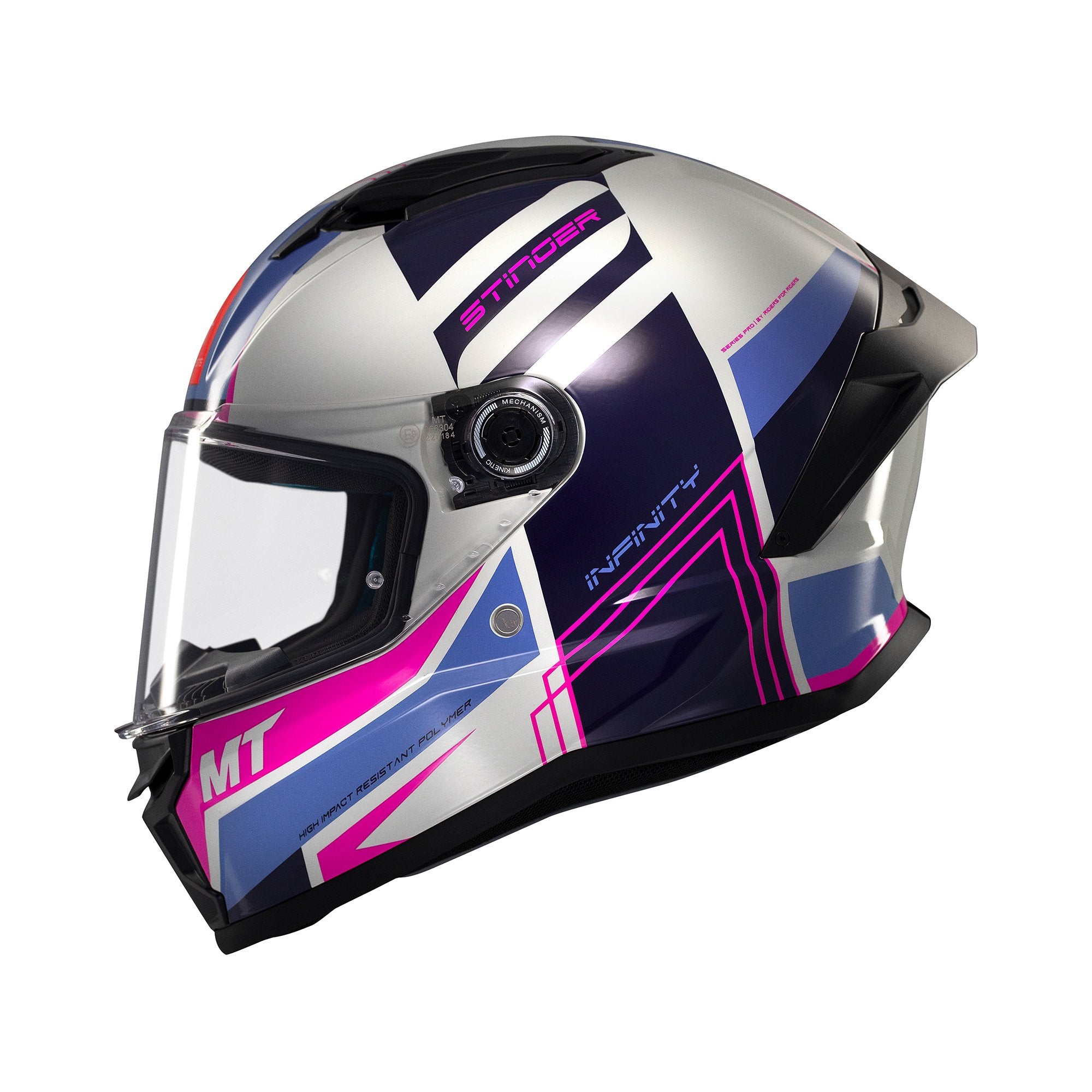 MT Stinger 2 Tron C8 Full Face Helmet Gloss Pink / Purple FREE 1 YEAR Returns, FREE UK Delivery | ThrottleChimp