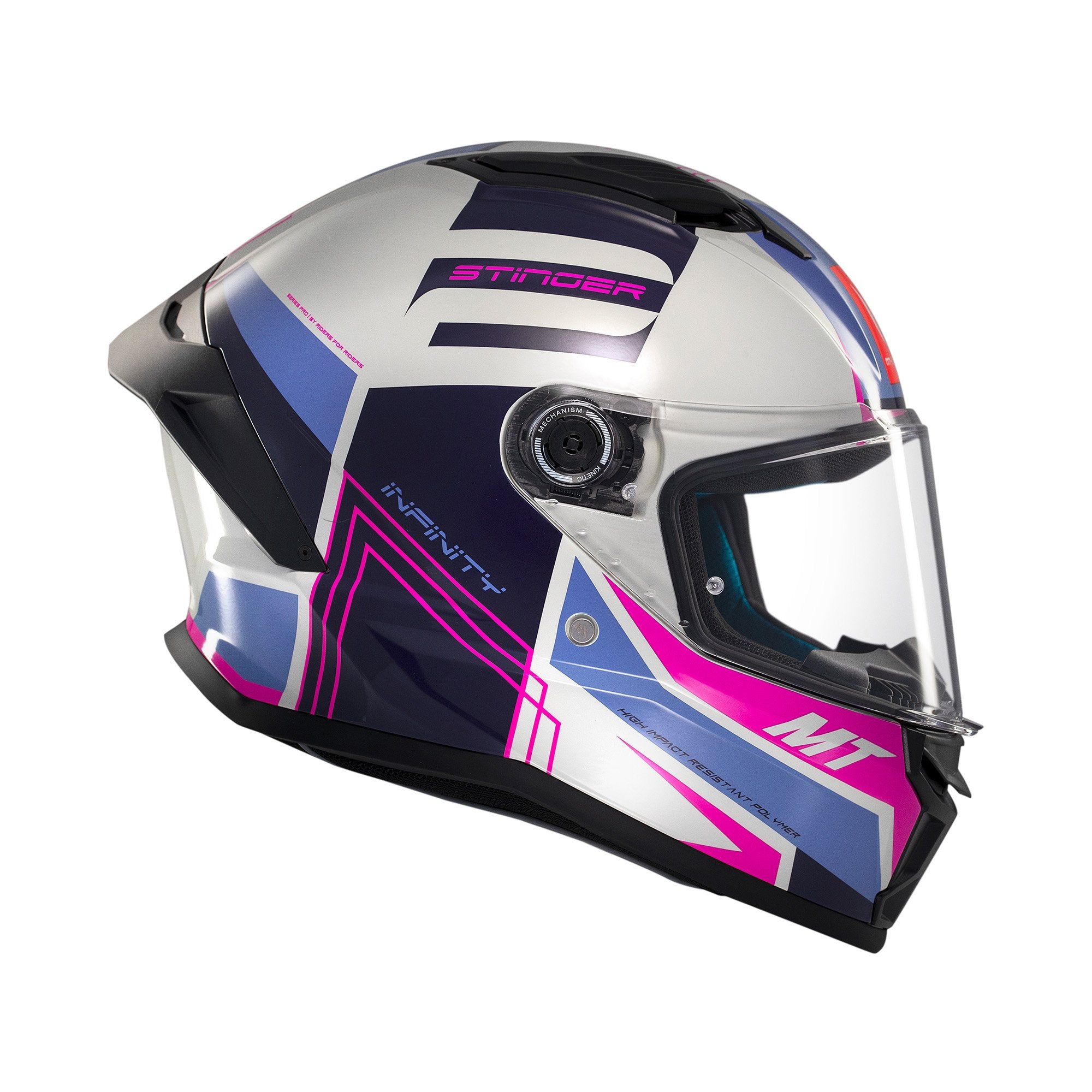 MT Stinger 2 Tron C8 Full Face Helmet Gloss Pink / Purple FREE 1 YEAR Returns, FREE UK Delivery | ThrottleChimp