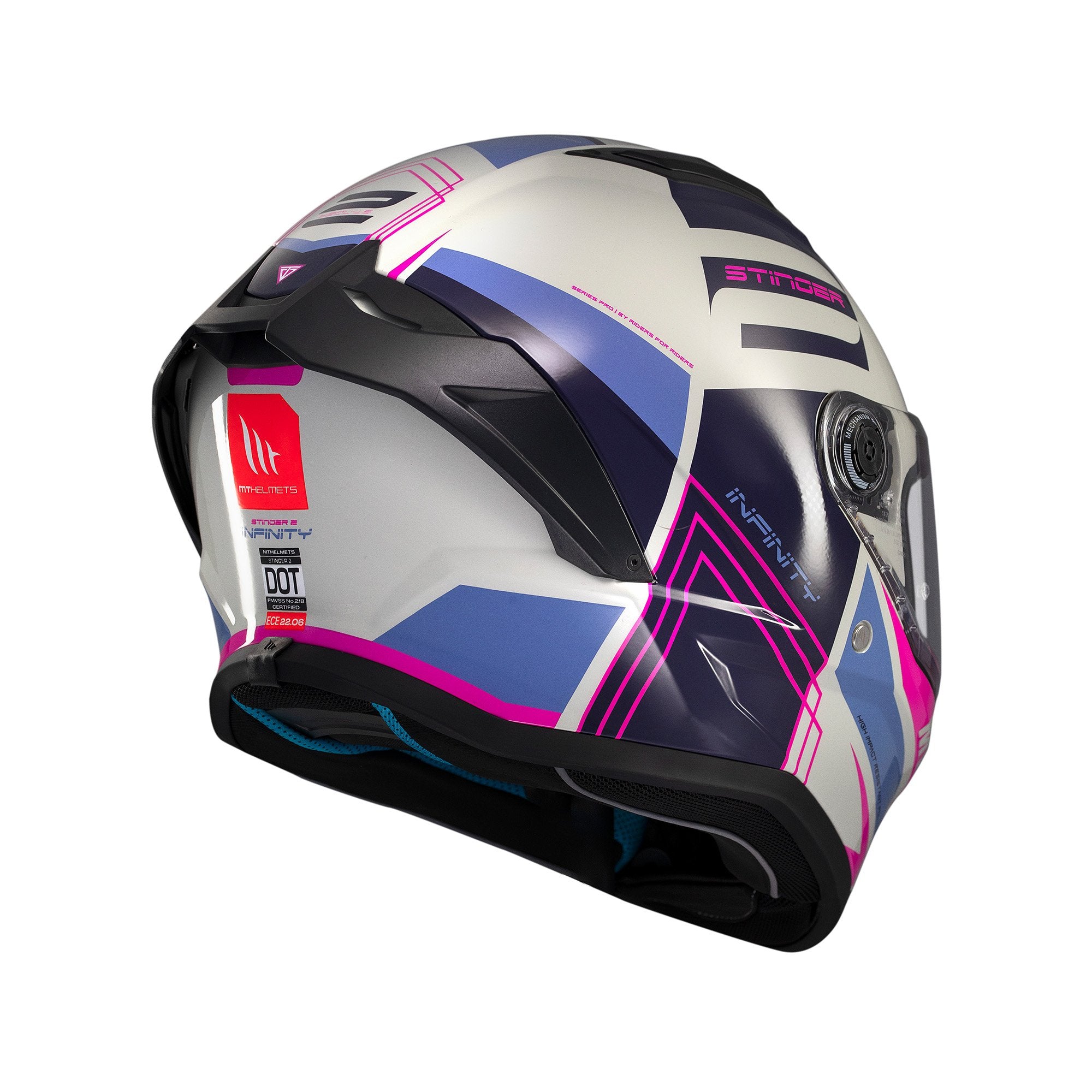 MT Stinger 2 Tron C8 Full Face Helmet Gloss Pink / Purple FREE 1 YEAR Returns, FREE UK Delivery | ThrottleChimp
