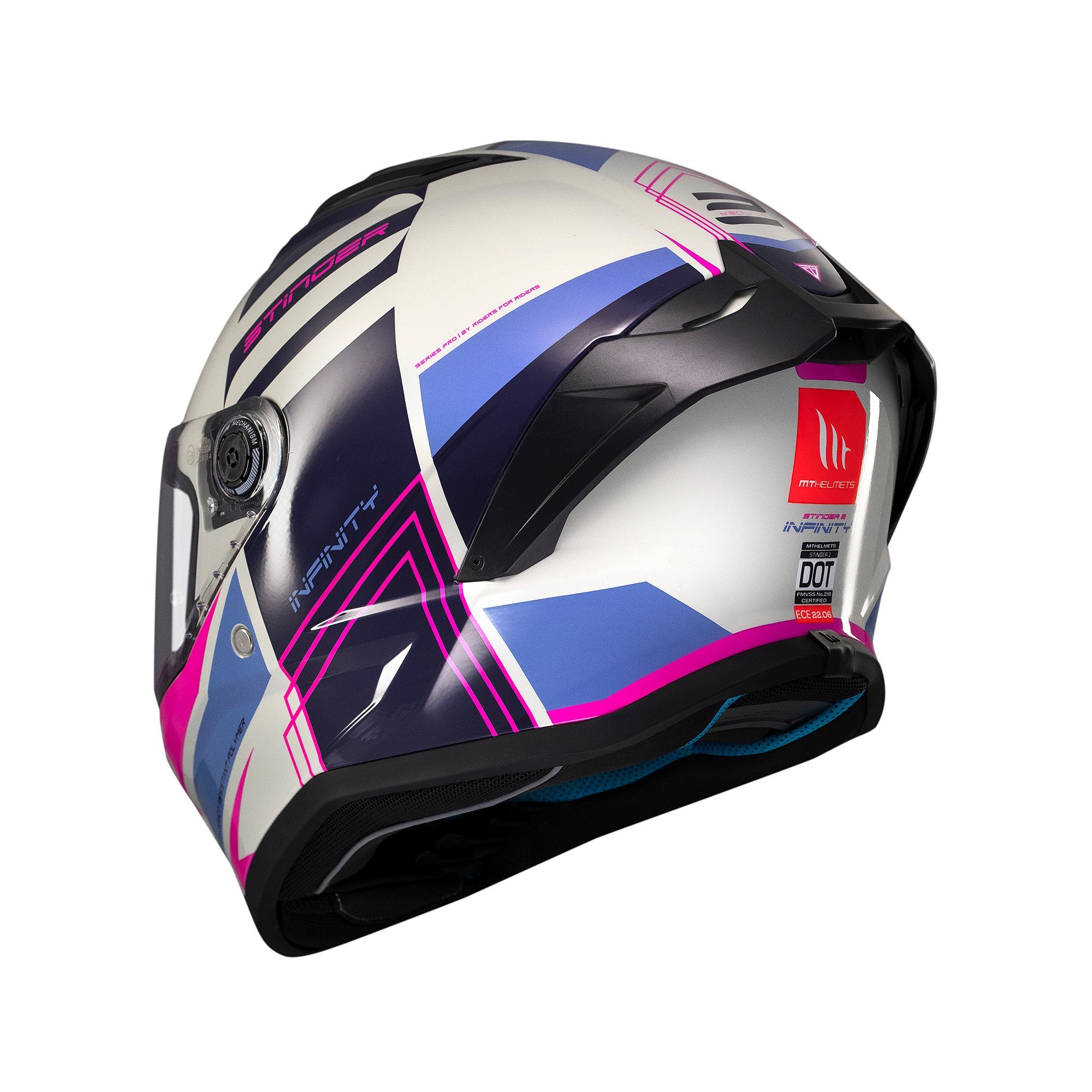 MT Stinger 2 Tron C8 Full Face Helmet Gloss Pink / Purple FREE 1 YEAR Returns, FREE UK Delivery | ThrottleChimp