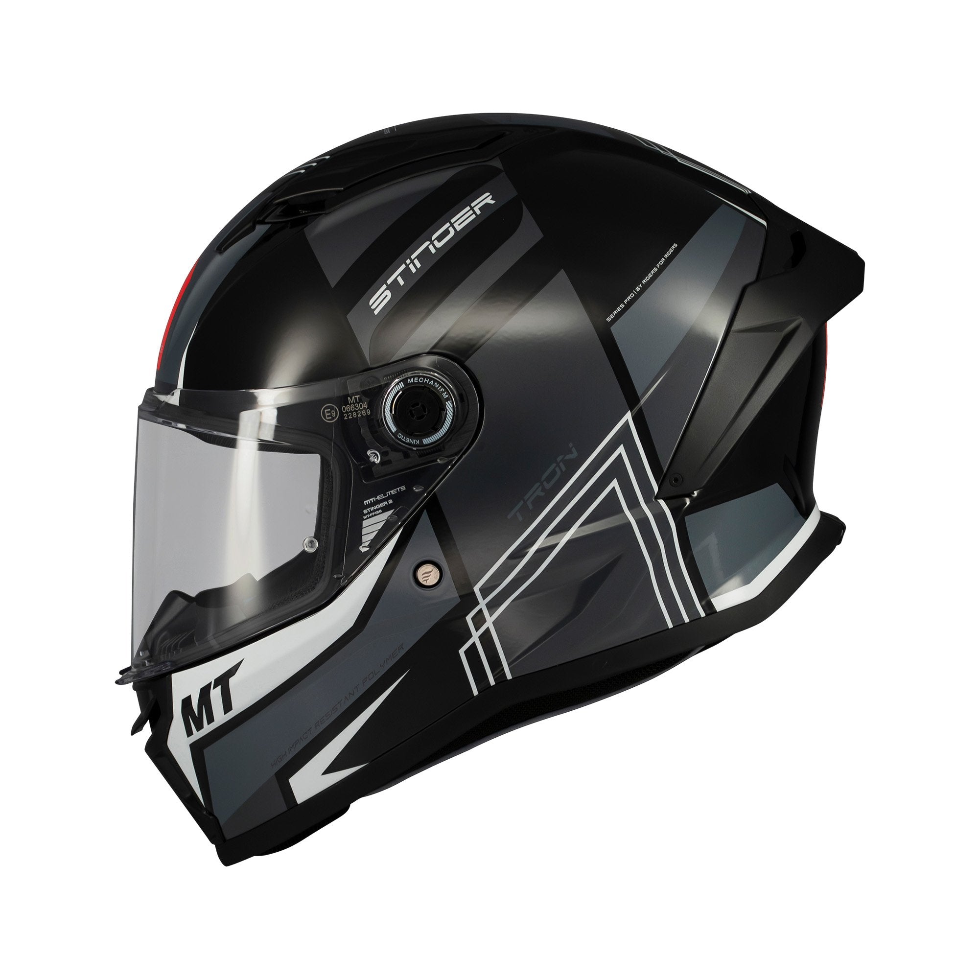 MT Stinger 2 Tron B12 Full Face Helmet Gloss Black FREE 1 YEAR Returns, FREE UK Delivery | ThrottleChimp
