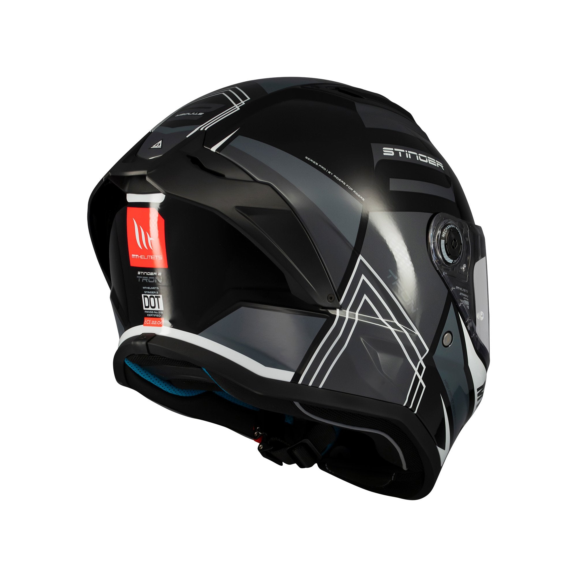 MT Stinger 2 Tron B12 Full Face Helmet Gloss Black FREE 1 YEAR Returns, FREE UK Delivery | ThrottleChimp