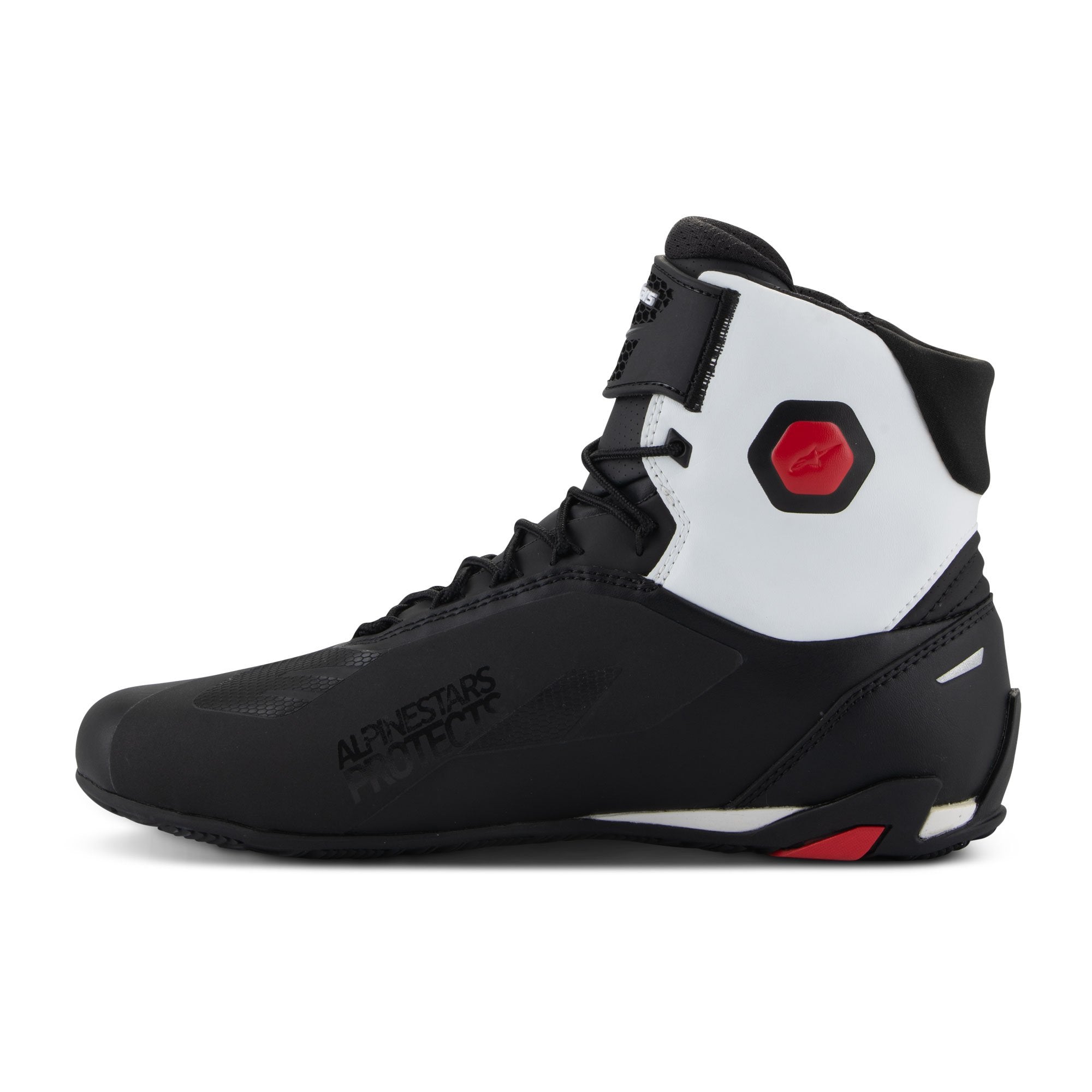 Alpinestars Faster-4 Shoes Black / White / Red FREE 1 YEAR Returns, FREE UK Delivery | ThrottleChimp