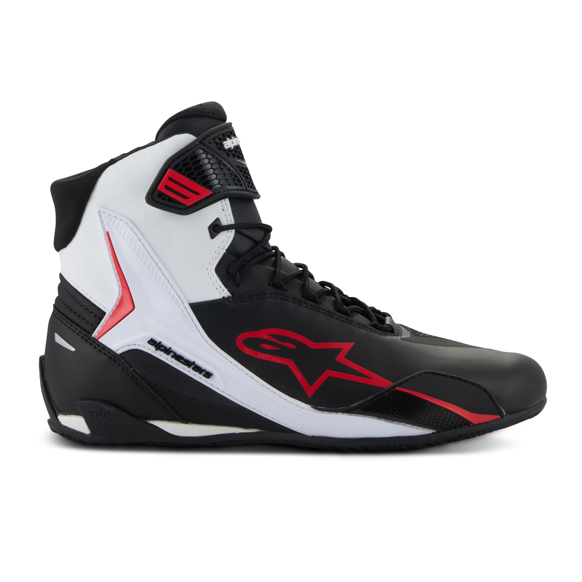 Alpinestars Faster-4 Shoes Black / White / Red FREE 1 YEAR Returns, FREE UK Delivery | ThrottleChimp
