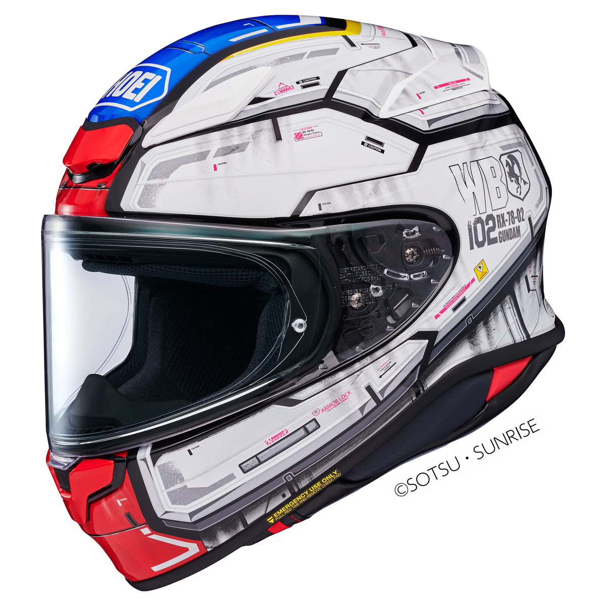 Shoei NXR2 RX-78-02 Gundam TC10 Full Face Helmet White FREE 1 YEAR Returns, FREE UK Delivery | ThrottleChimp