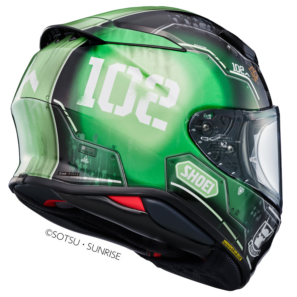 Shoei NXR2 MS-06C-6 Zaku 2 TC4 Full Face Helmet Green FREE 1 YEAR Returns, FREE UK Delivery | ThrottleChimp