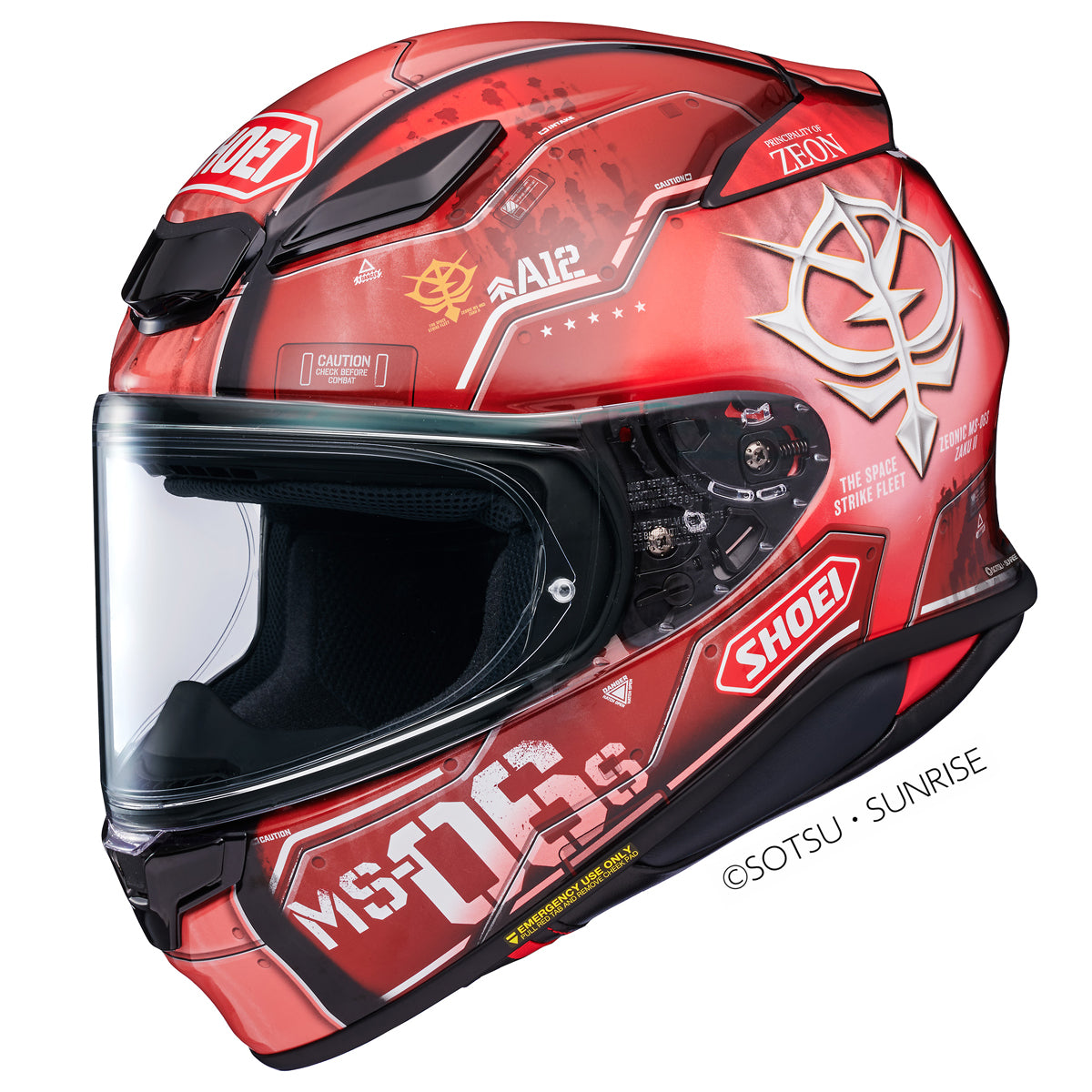 Shoei NXR2 MS-06S Char's Zaku 2 TC1 Full Face Helmet Red FREE 1 YEAR Returns, FREE UK Delivery | ThrottleChimp