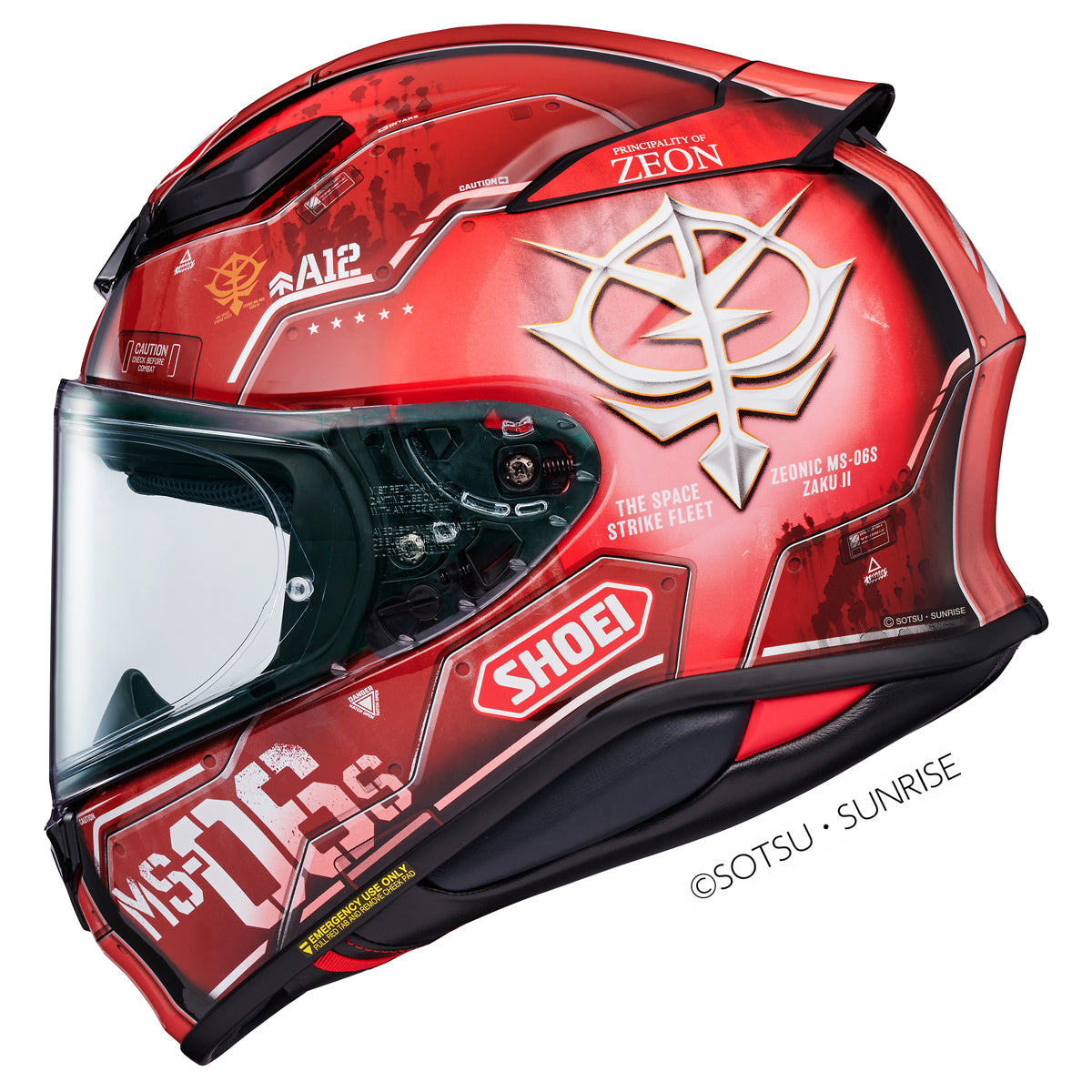 Shoei NXR2 MS-06S Char's Zaku 2 TC1 Full Face Helmet Red FREE 1 YEAR Returns, FREE UK Delivery | ThrottleChimp