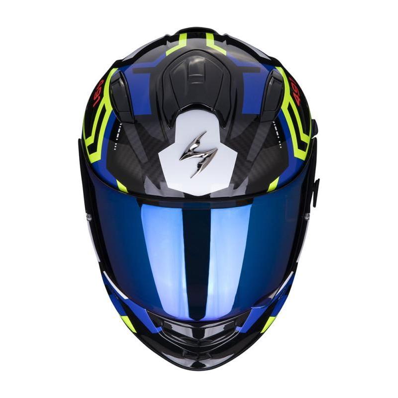 Scorpion EXO 491 Spin Full Face Helmet Black / Blue / Yellow FREE 1 YEAR Returns, FREE UK Delivery | ThrottleChimp