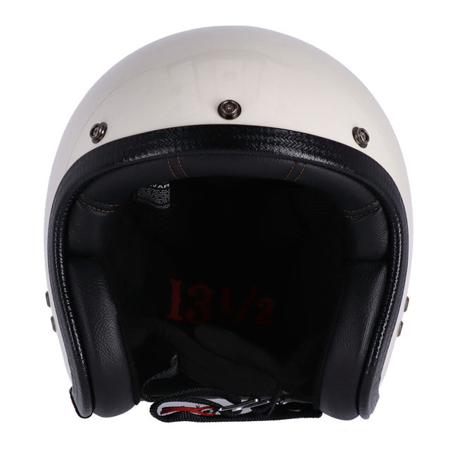 13 And A Half Magazine Skull Bucket Open Face Helmet Vintage White FREE 1 YEAR Returns, FREE UK Delivery | ThrottleChimp
