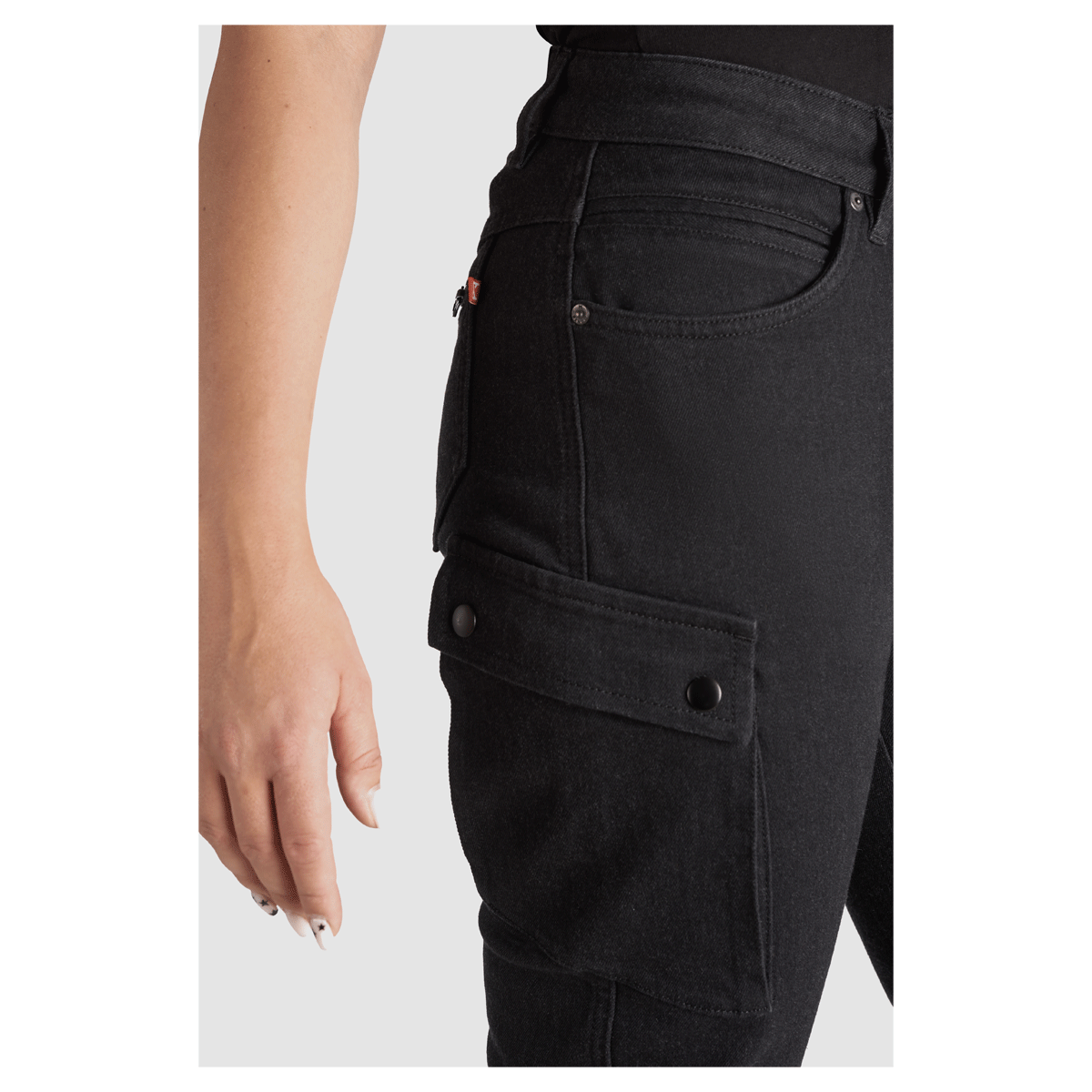 Pando Moto Mila Ladies Cargo Jeans Black FREE 1 YEAR Returns, FREE UK Delivery | ThrottleChimp