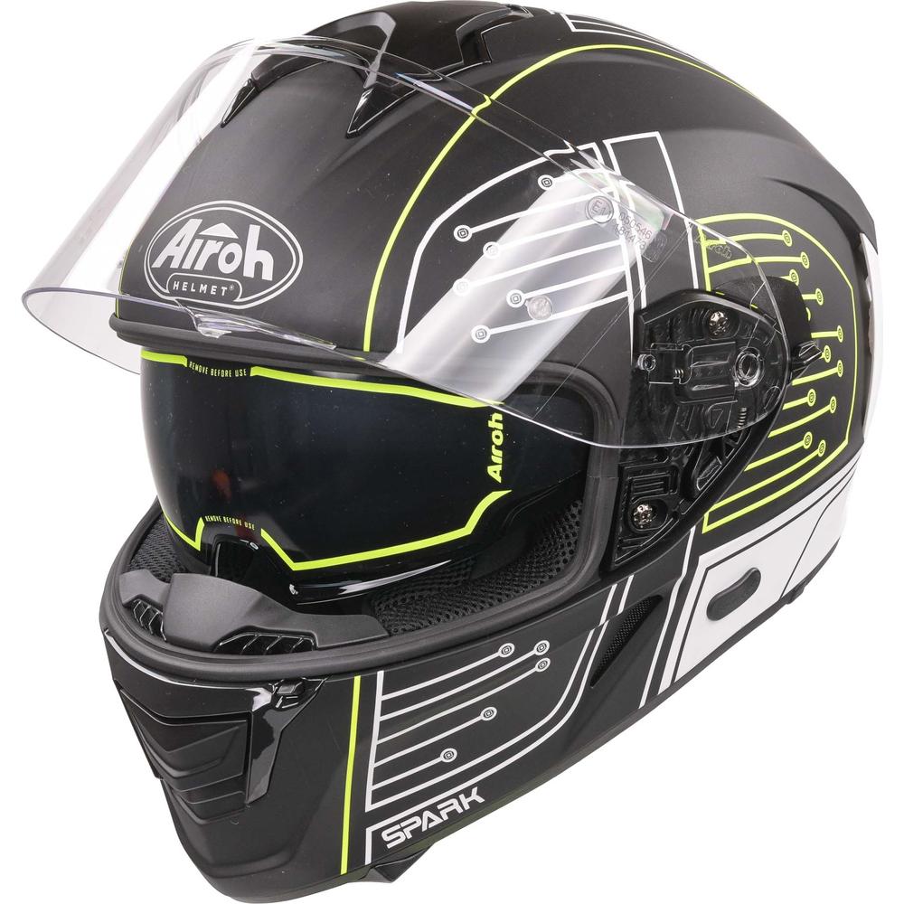 Airoh Spark Flow Full Face Helmet Matt Black Circuit FREE 1 YEAR Returns, FREE UK Delivery | ThrottleChimp