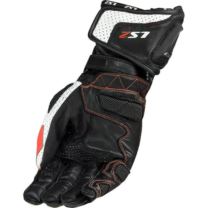 LS2 Swift Racing Leather Gloves Black / White / Red FREE 1 YEAR Returns, FREE UK Delivery | ThrottleChimp