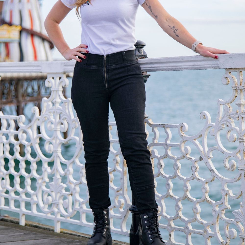 MotoGirl Julia Ladies Textile Jeggings Black FREE 1 YEAR Returns, FREE UK Delivery | ThrottleChimp