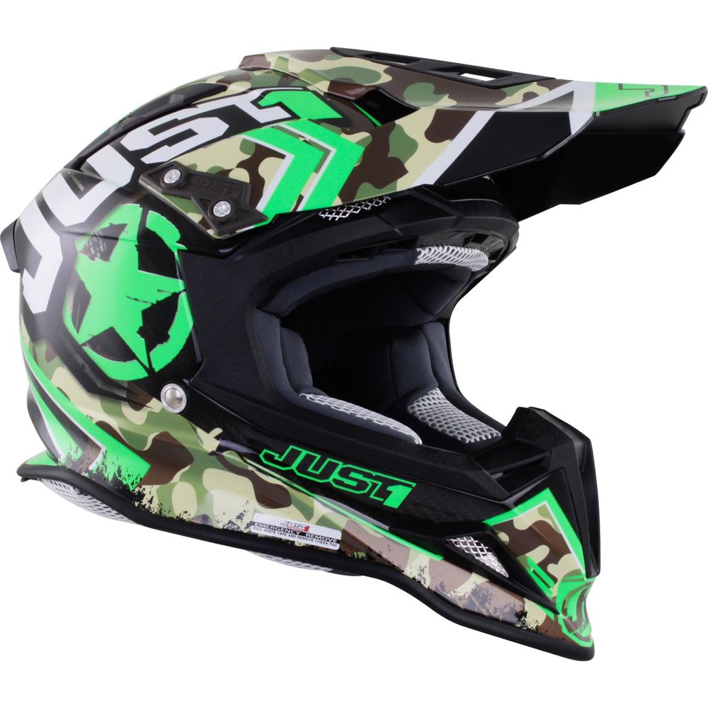 Just1 J12 Carbon MX Helmet Kombat Green FREE 1 YEAR Returns, FREE UK Delivery | ThrottleChimp