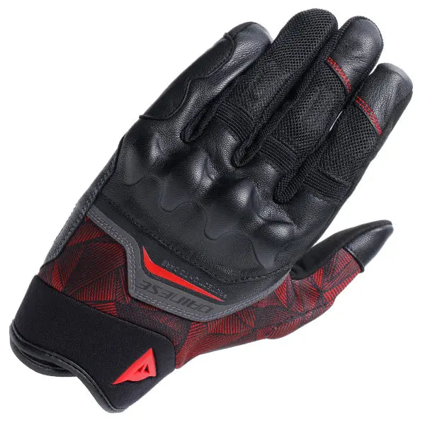 Dainese Ermex Textile Gloves Black / Lava Red FREE 1 YEAR Returns, FREE UK Delivery | ThrottleChimp