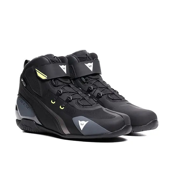 Dainese Herian D-WP Riding Shoes Black / White / Fluo Yellow FREE 1 YEAR Returns, FREE UK Delivery | ThrottleChimp
