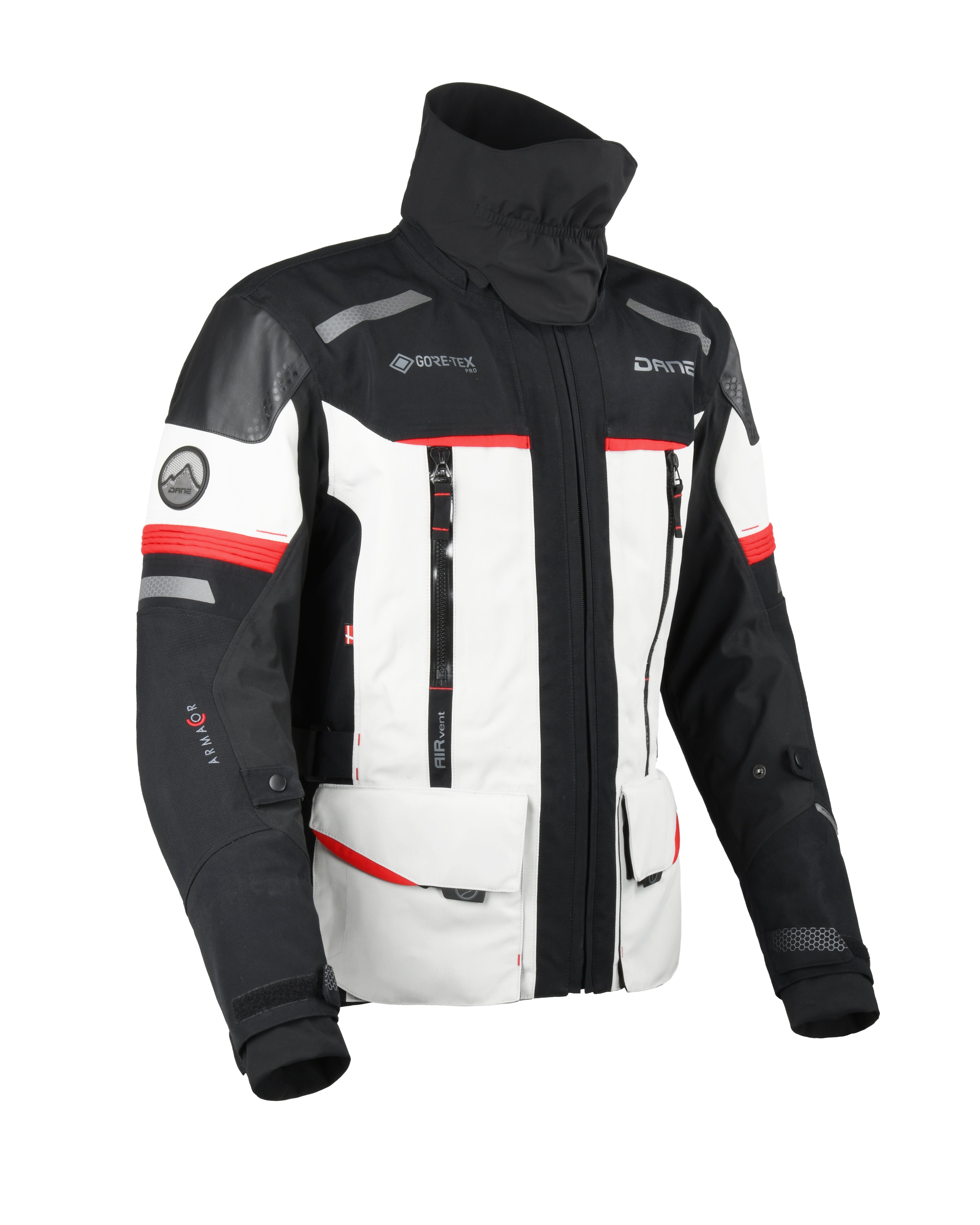Dane Bornholm Gore-Tex Pro Jacket Grey / Red FREE 1 YEAR Returns, FREE UK Delivery | ThrottleChimp