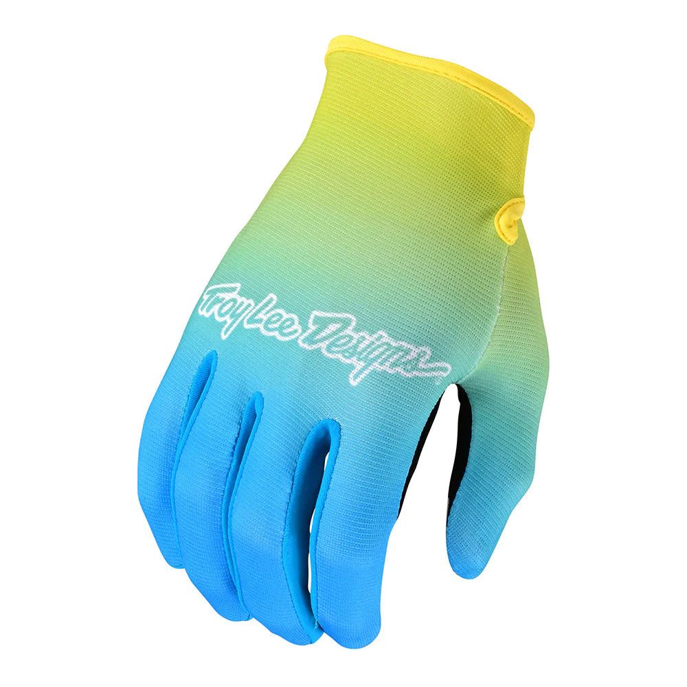 Troy Lee Designs Flowline Textile Gloves Faze Blue / Yellow FREE 1 YEAR Returns, FREE UK Delivery | ThrottleChimp