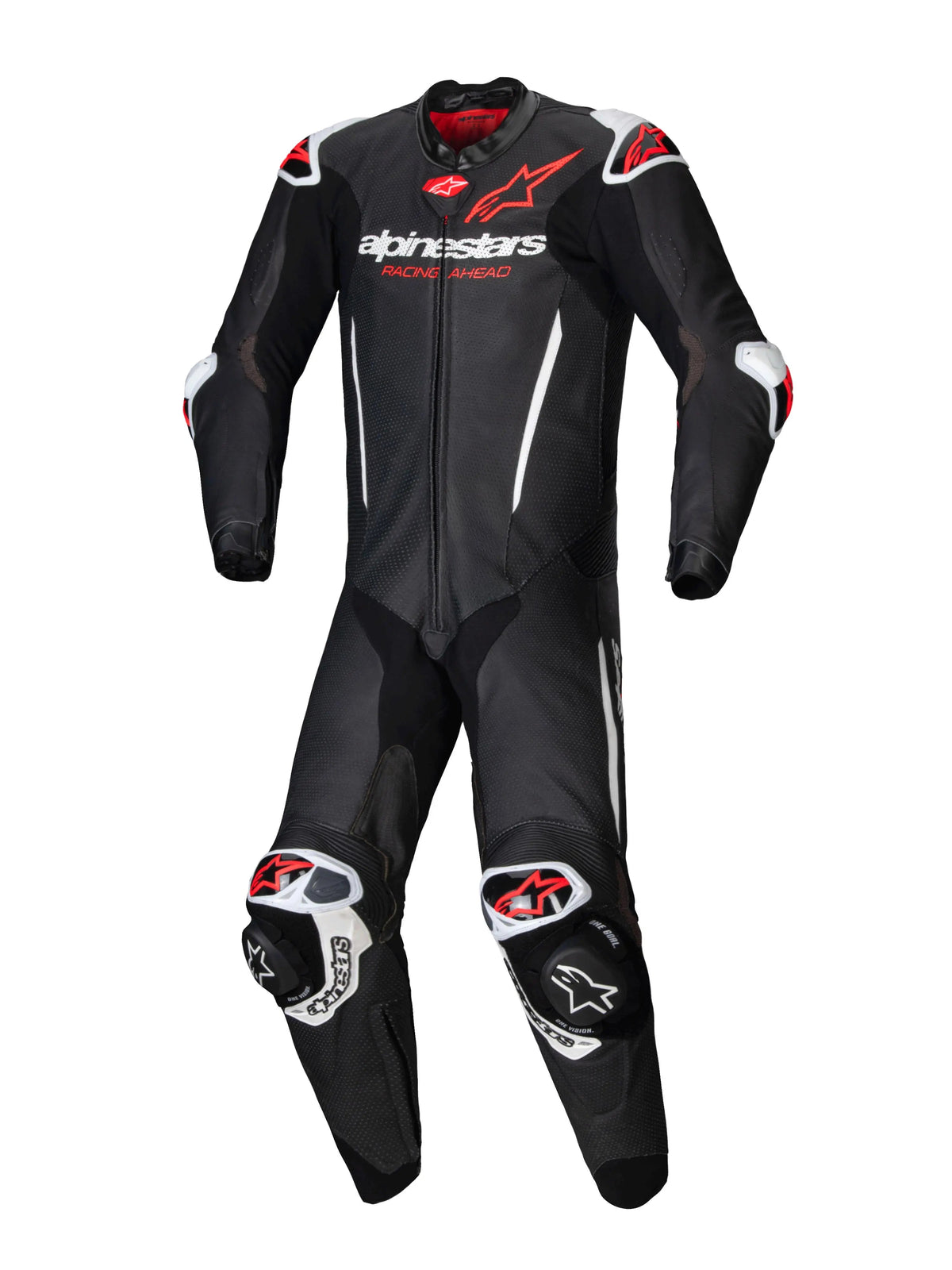 Alpinestars GP-R7 One Piece Leather Suit Black / White / Fluo Red