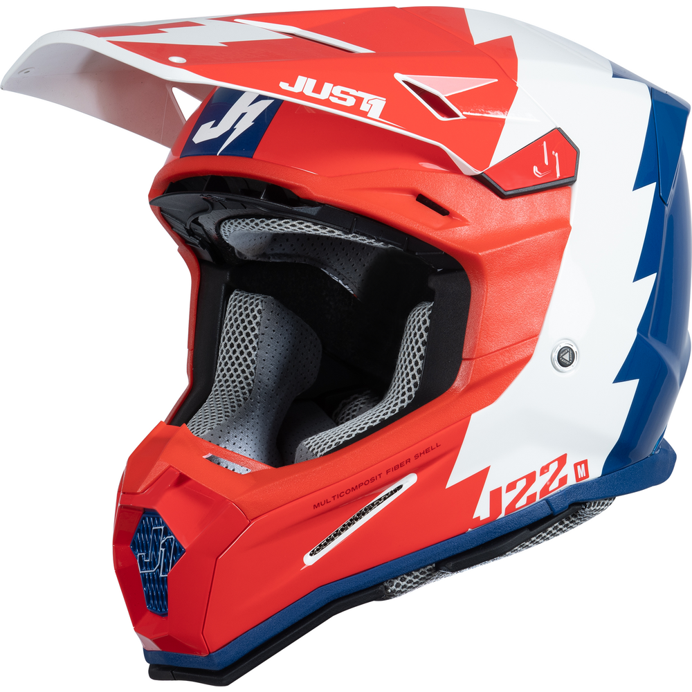 Just1 J22 Motocross Helmet Revolt Red / Blue / White FREE 1 YEAR Returns, FREE UK Delivery | ThrottleChimp