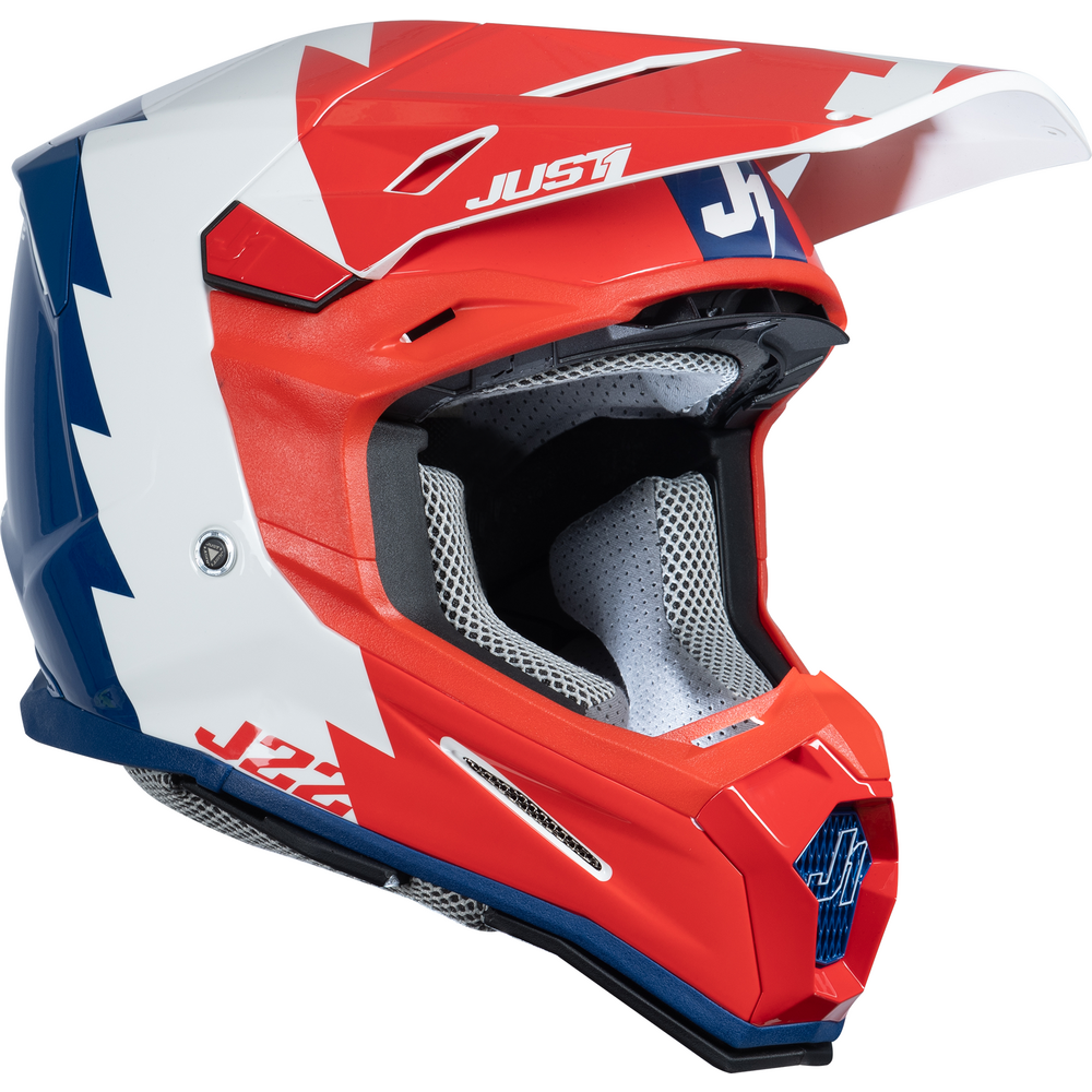 Just1 J22 Motocross Helmet Revolt Red / Blue / White FREE 1 YEAR Returns, FREE UK Delivery | ThrottleChimp