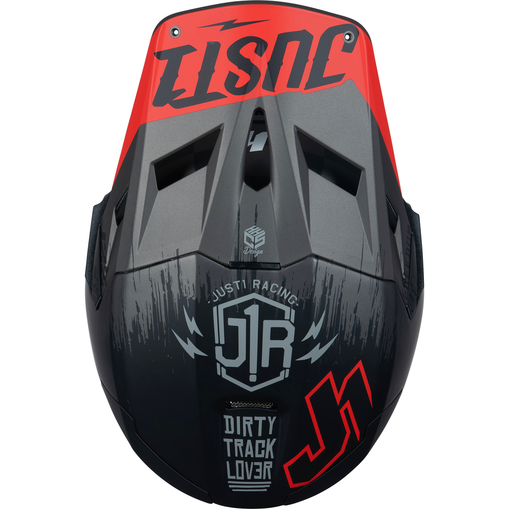 Just1 J22 Motocross Helmet Flagman Red / Titanium / Black FREE 1 YEAR Returns, FREE UK Delivery | ThrottleChimp