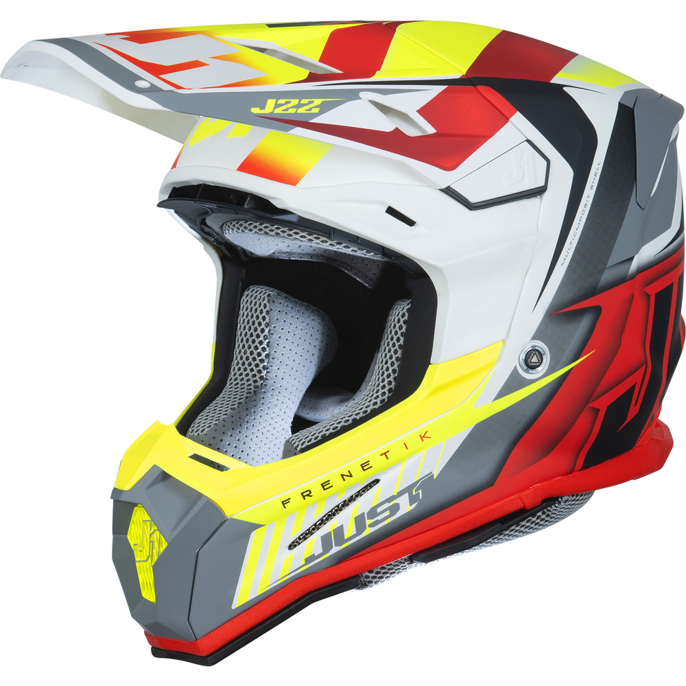 Just1 J22 Motocross Helmet Frenetik Fire Fluo Yellow / Red / White FREE 1 YEAR Returns, FREE UK Delivery | ThrottleChimp