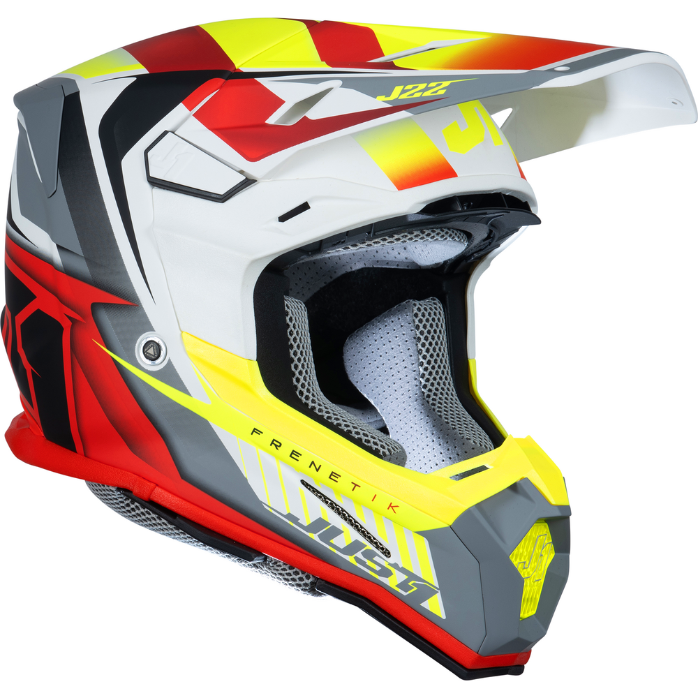 Just1 J22 Motocross Helmet Frenetik Fire Fluo Yellow / Red / White FREE 1 YEAR Returns, FREE UK Delivery | ThrottleChimp