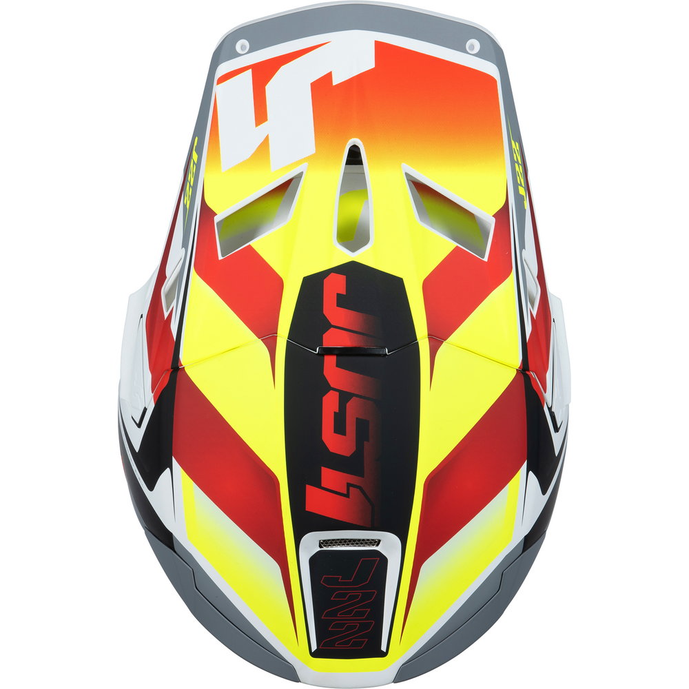 Just1 J22 Motocross Helmet Frenetik Fire Fluo Yellow / Red / White FREE 1 YEAR Returns, FREE UK Delivery | ThrottleChimp