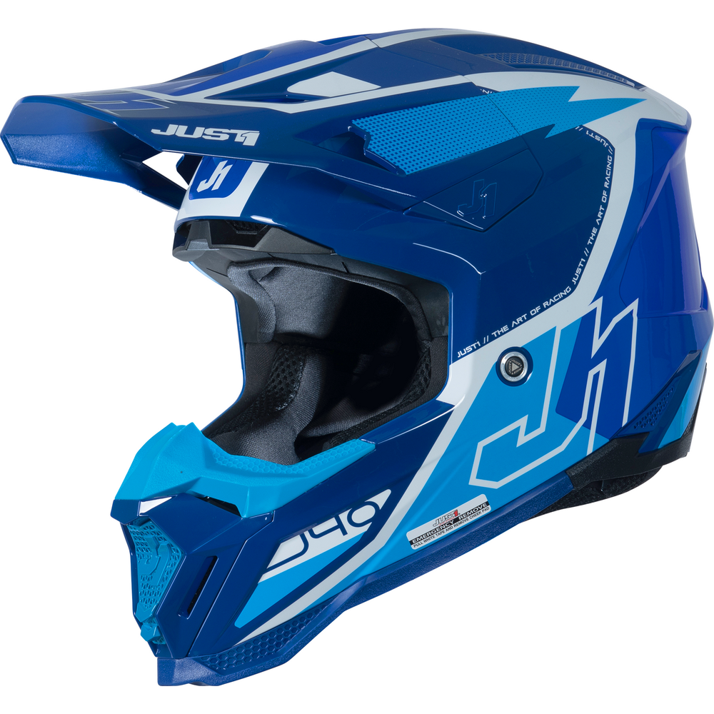 Just1 J40 Motocross Helmet Flash White / Blue FREE 1 YEAR Returns, FREE UK Delivery | ThrottleChimp