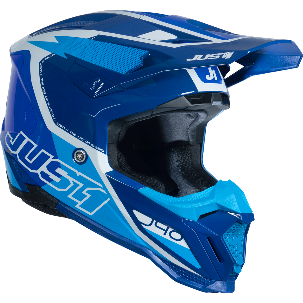 Just1 J40 Motocross Helmet Flash White / Blue FREE 1 YEAR Returns, FREE UK Delivery | ThrottleChimp