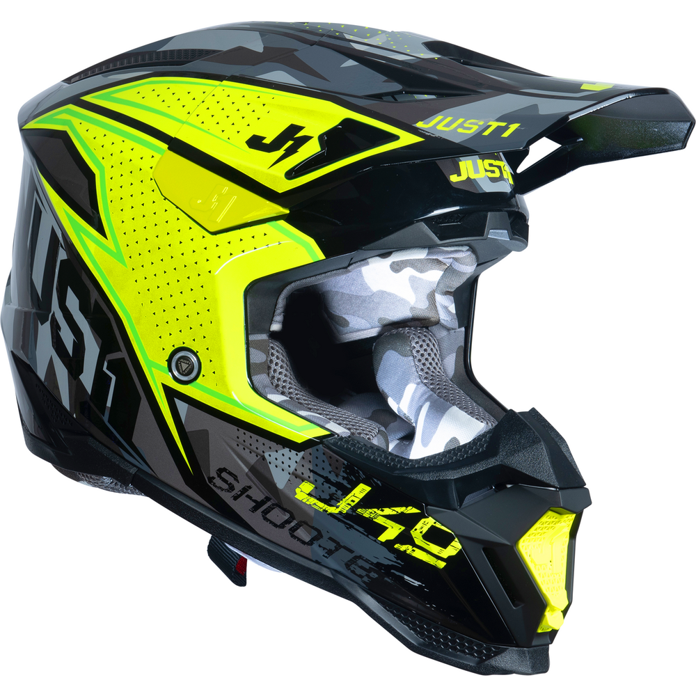 Just1 J40 Motocross Helmet Shooter Camo / Fluo Yellow / Black FREE 1 YEAR Returns, FREE UK Delivery | ThrottleChimp