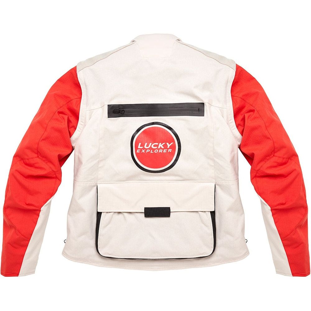 Fuel Endurage Textile Jacket Lucky Explorer White / Red FREE 1 YEAR Returns, FREE UK Delivery | ThrottleChimp