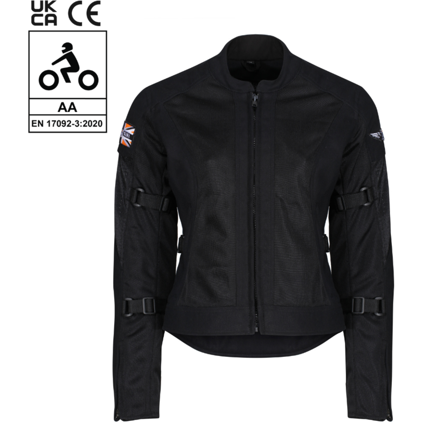 MotoGirl Jodie Summer Ladies Textile Jacket Black FREE 1 YEAR Returns, FREE UK Delivery | ThrottleChimp