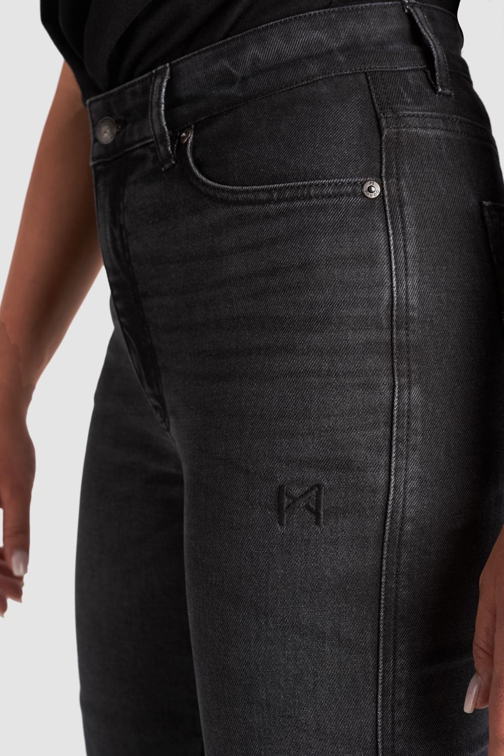 Pando Moto Kaya Slim Fit Ladies Jeans Grey FREE 1 YEAR Returns, FREE UK Delivery | ThrottleChimp