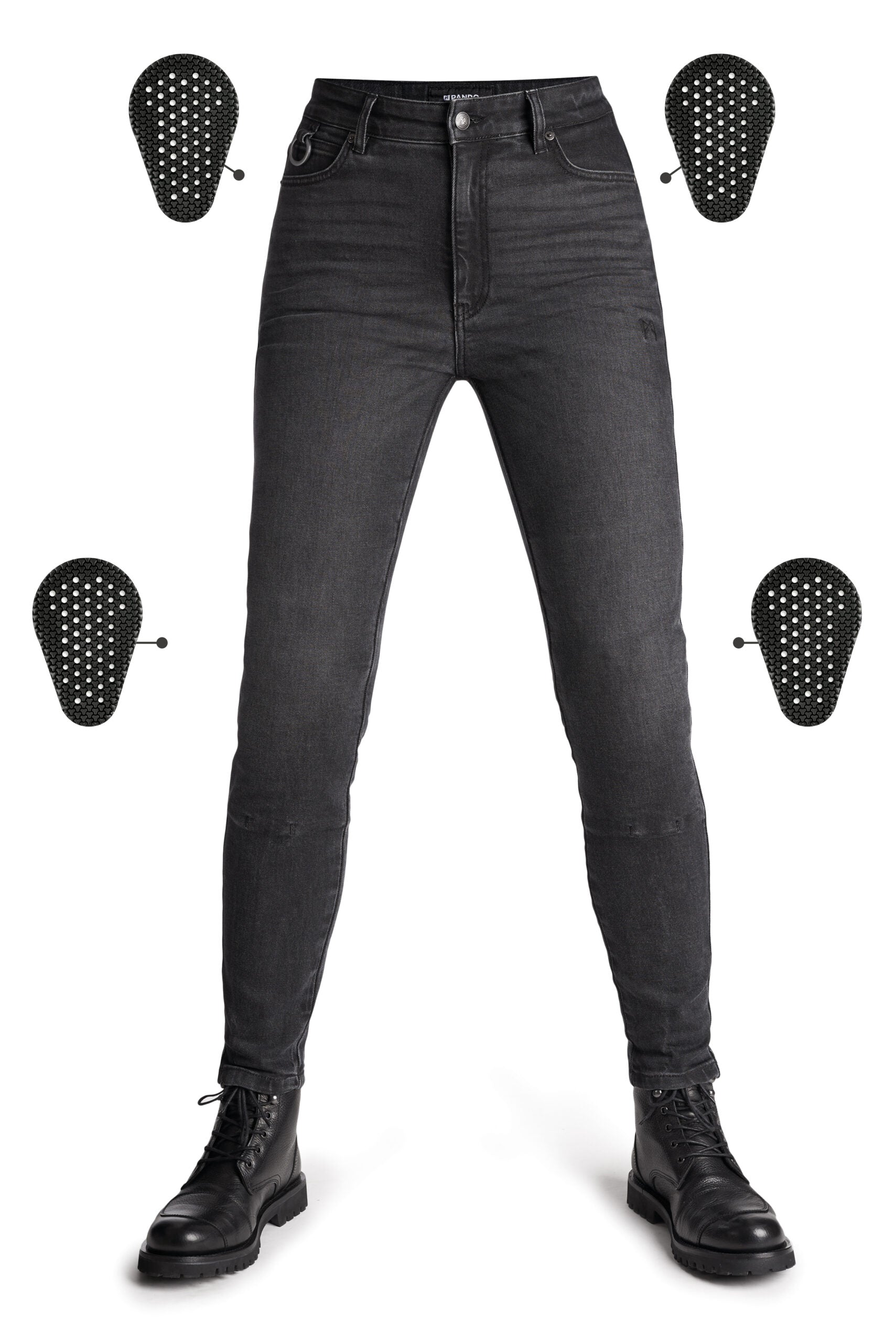 Pando Moto Kaya Slim Fit Ladies Jeans Grey FREE 1 YEAR Returns, FREE UK Delivery | ThrottleChimp