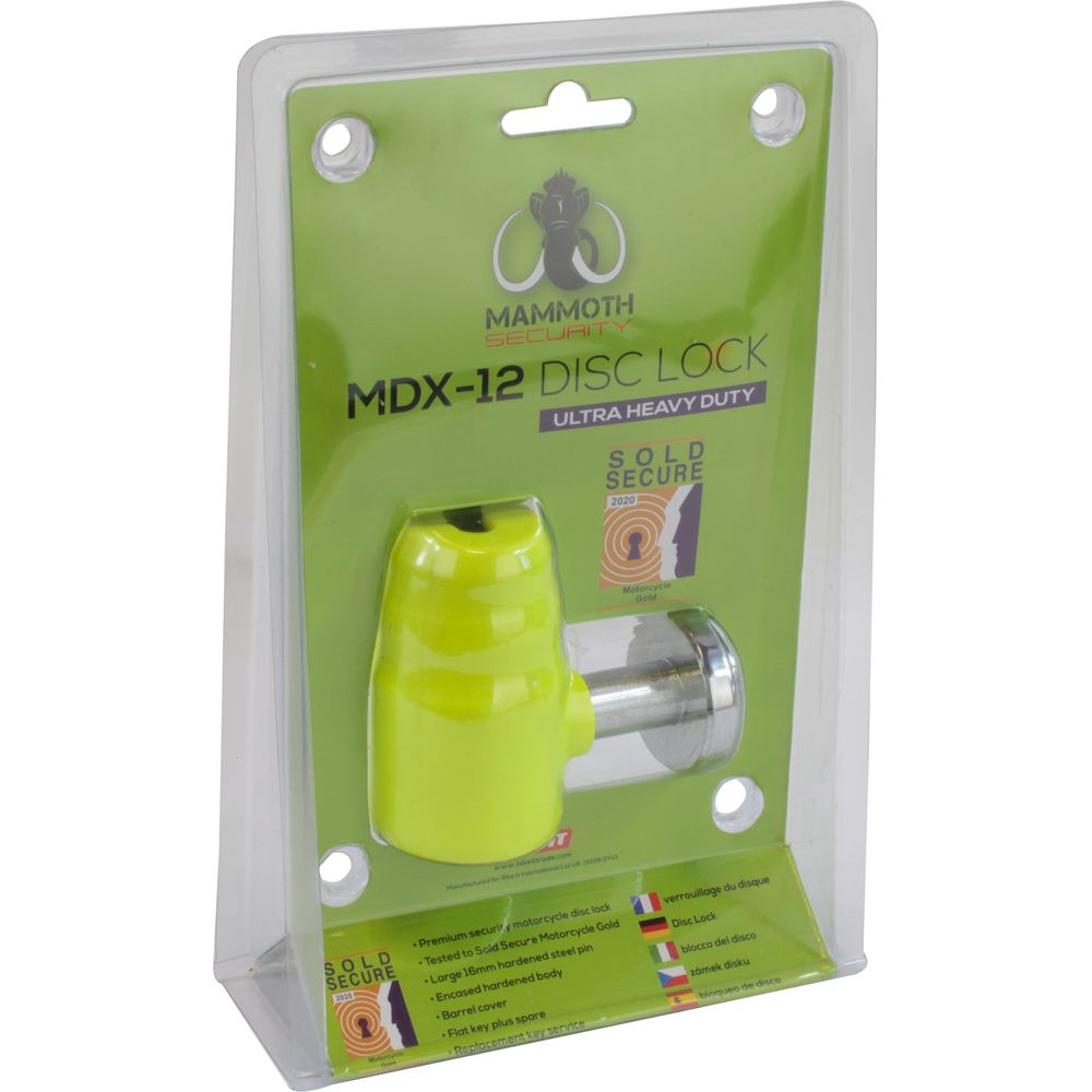 Mammoth Security MDX-12 Motorcycle Disc Lock 16 MM Sold Secure Gold Approved FREE 1 YEAR Returns, FREE UK Delivery | ThrottleChimp