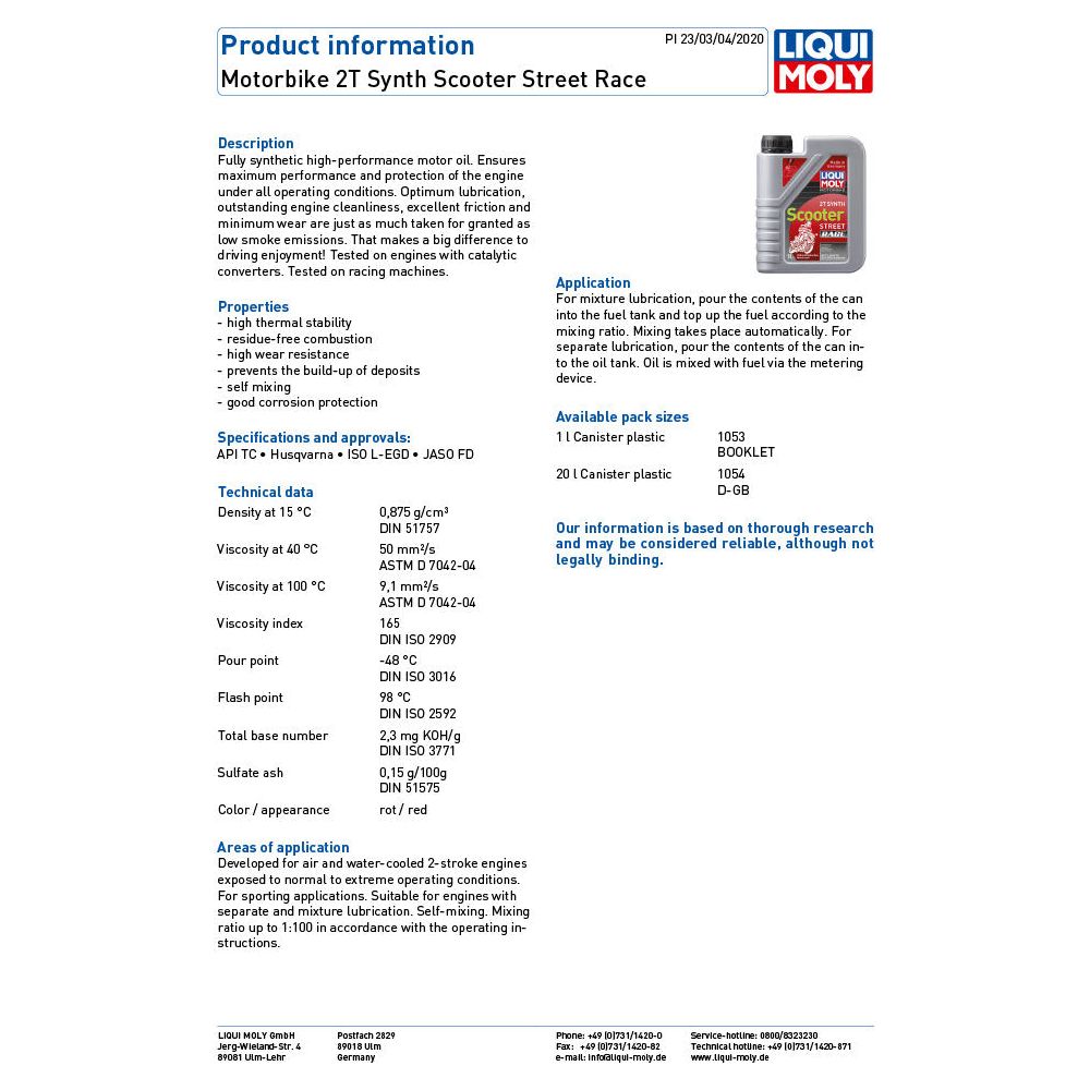 Liqui Moly 2 Stroke Fully Synthetic Scooter Street Race Oil FREE 1 YEAR Returns, FREE UK Delivery | ThrottleChimp